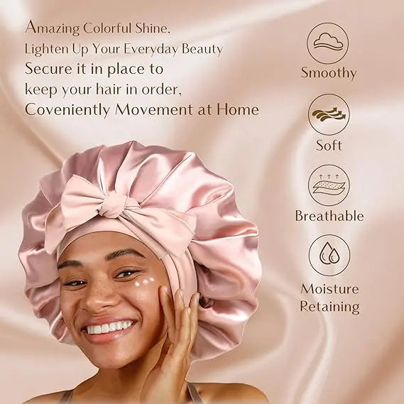 #1 Tie Band Double Layer Butter Satin Bonnet YANIBEST