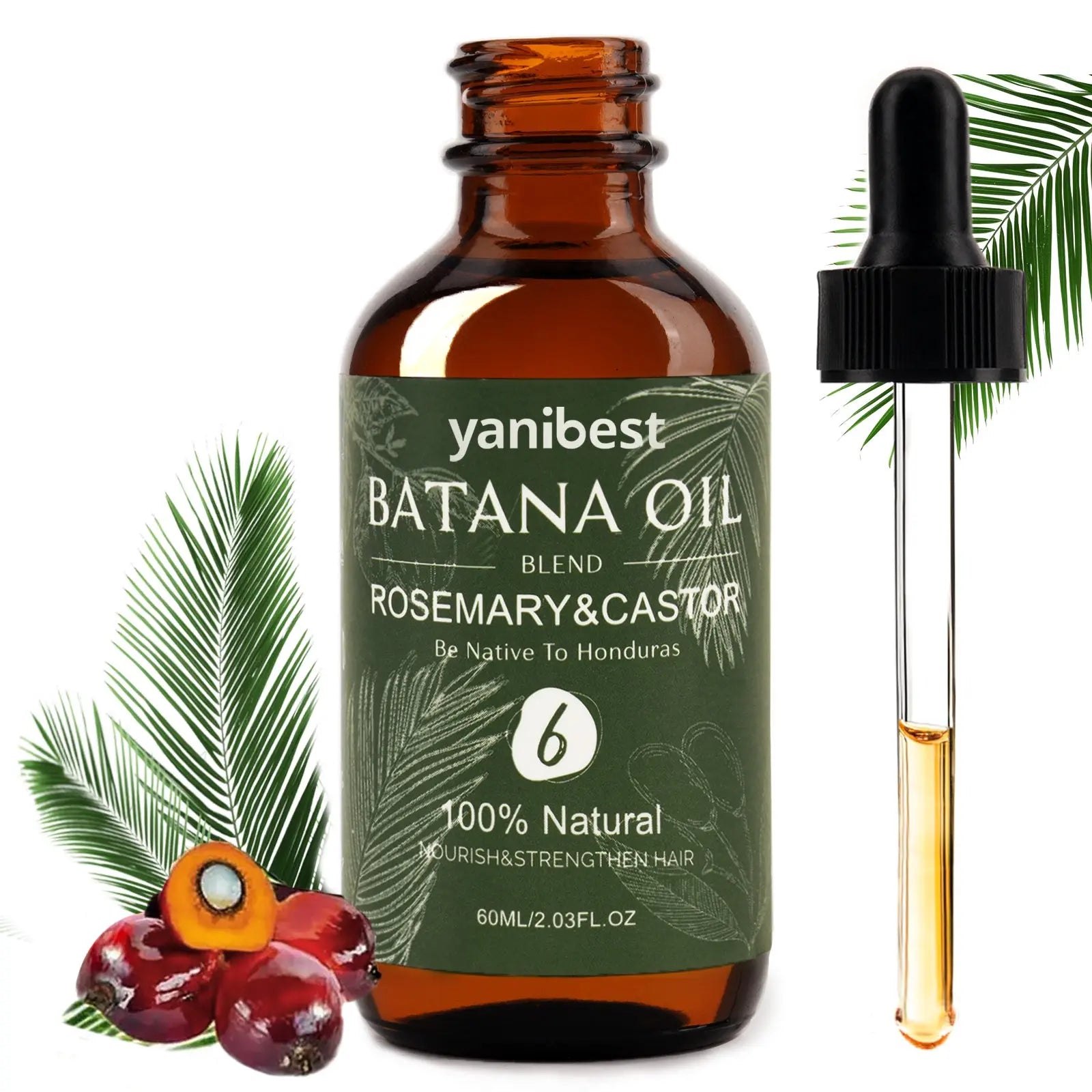 100% Natural Batana Rosemary Castor Hair Oil For Hair Growth - YANIBEST