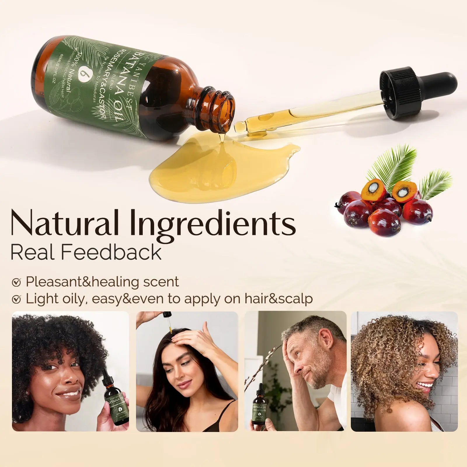 100% Natural Batana Rosemary Castor Hair Oil For Hair Growth - YANIBEST