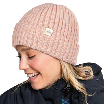 Butter Satin Lined Knit Skull Beanie - Pink