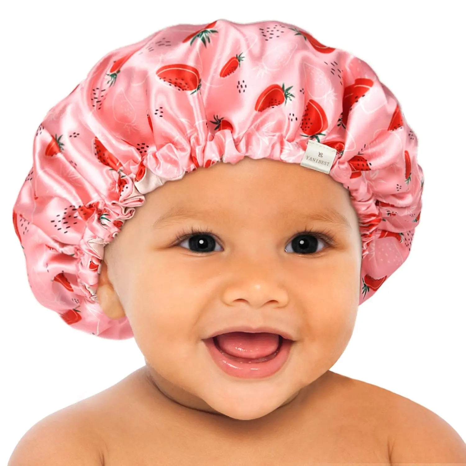 yanibest Butter-Satin™ Kids Adjustable Satin Bonnet| Strawberry Love