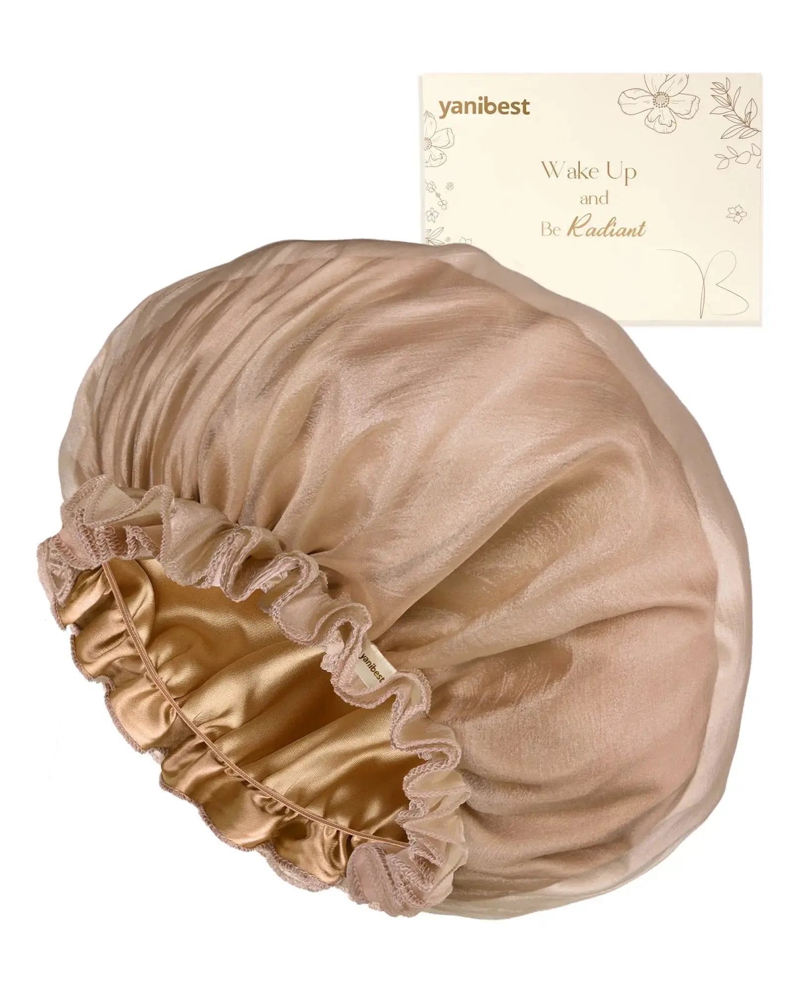 Breeze Satin Bonnet Lace Edge Double Layer Satin Lined Cap YANIBEST 23.99