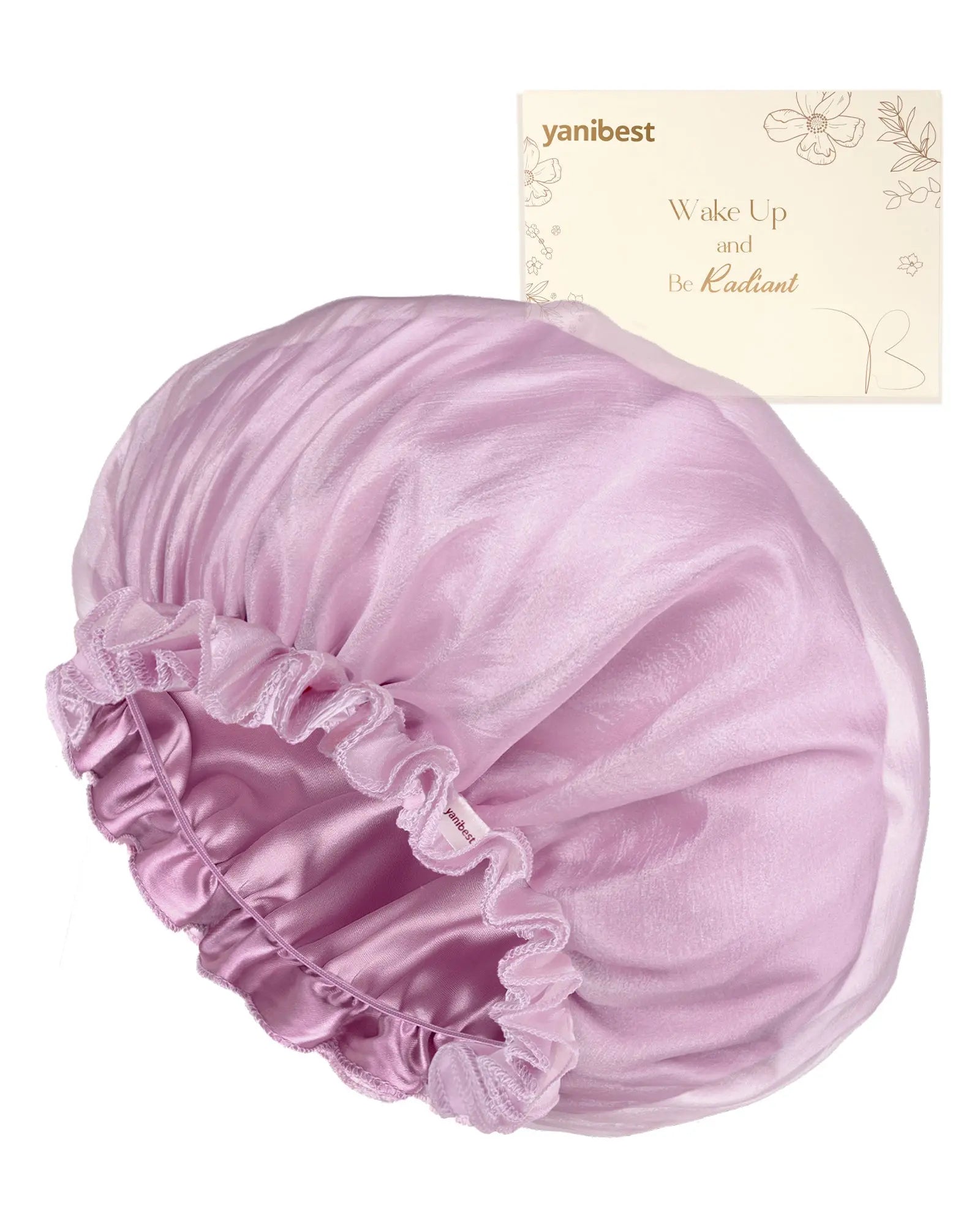 Breeze Satin Bonnet Lace Edge Double Layer Satin Lined Cap YANIBEST 23.99