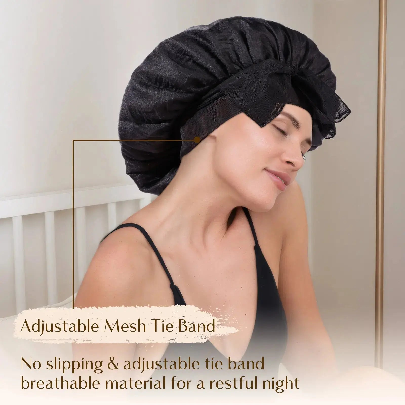 Breeze Bonnet Tie Band Satin Bonnet Breathable, Lightweight YANIBEST