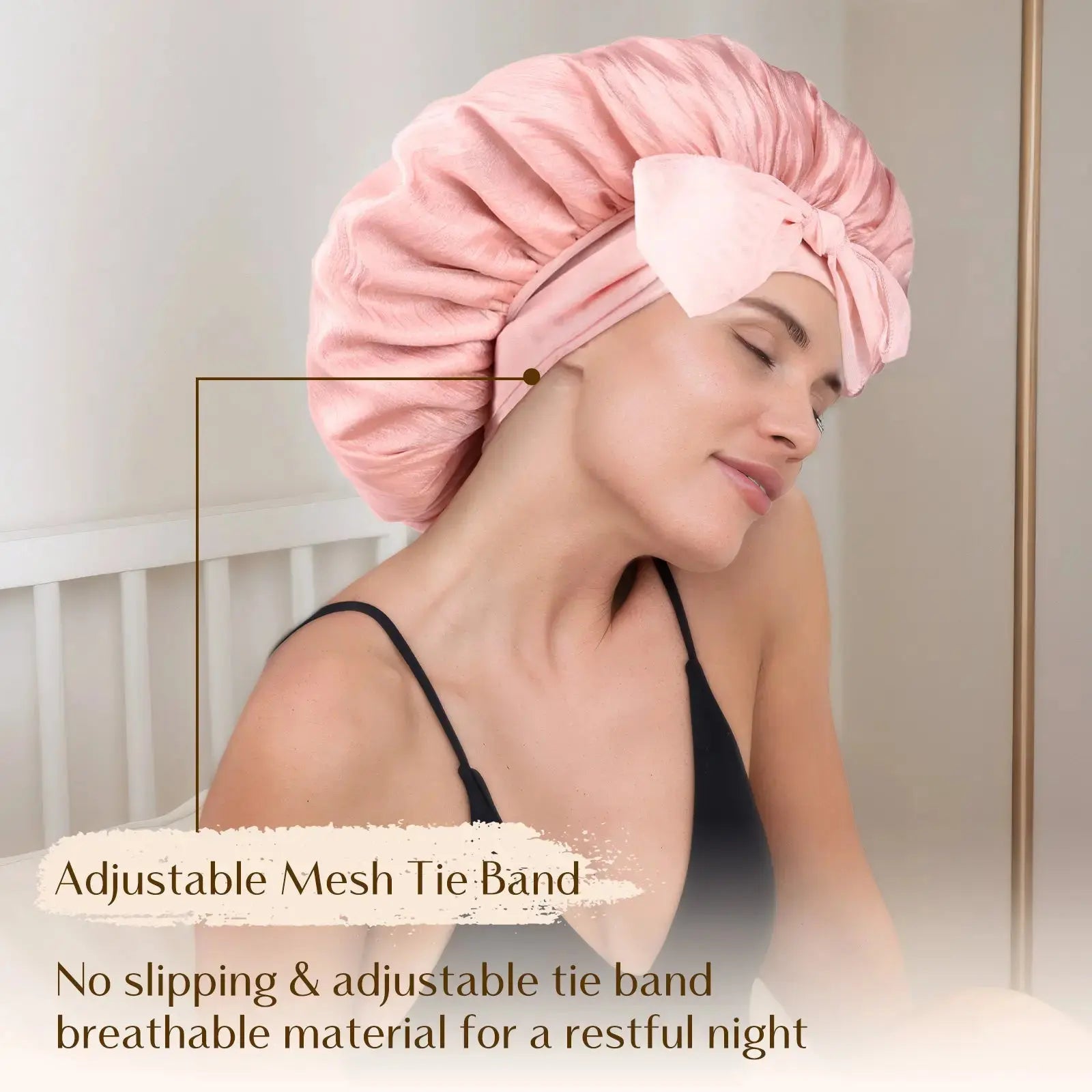 Breeze Bonnet Tie Band Satin Bonnet Breathable, Lightweight YANIBEST