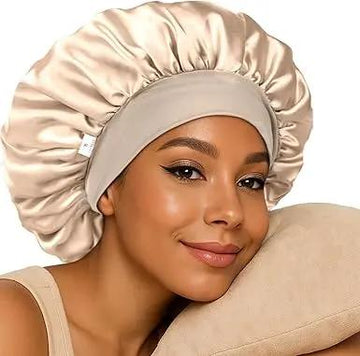 Butter Satin Bonnet Wide Band - Champagne Beige YANIBEST
