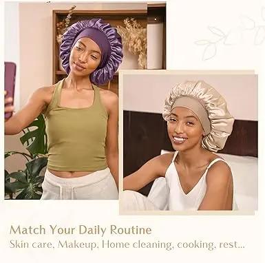 Butter Satin Bonnet Wide Band - Champagne Beige YANIBEST