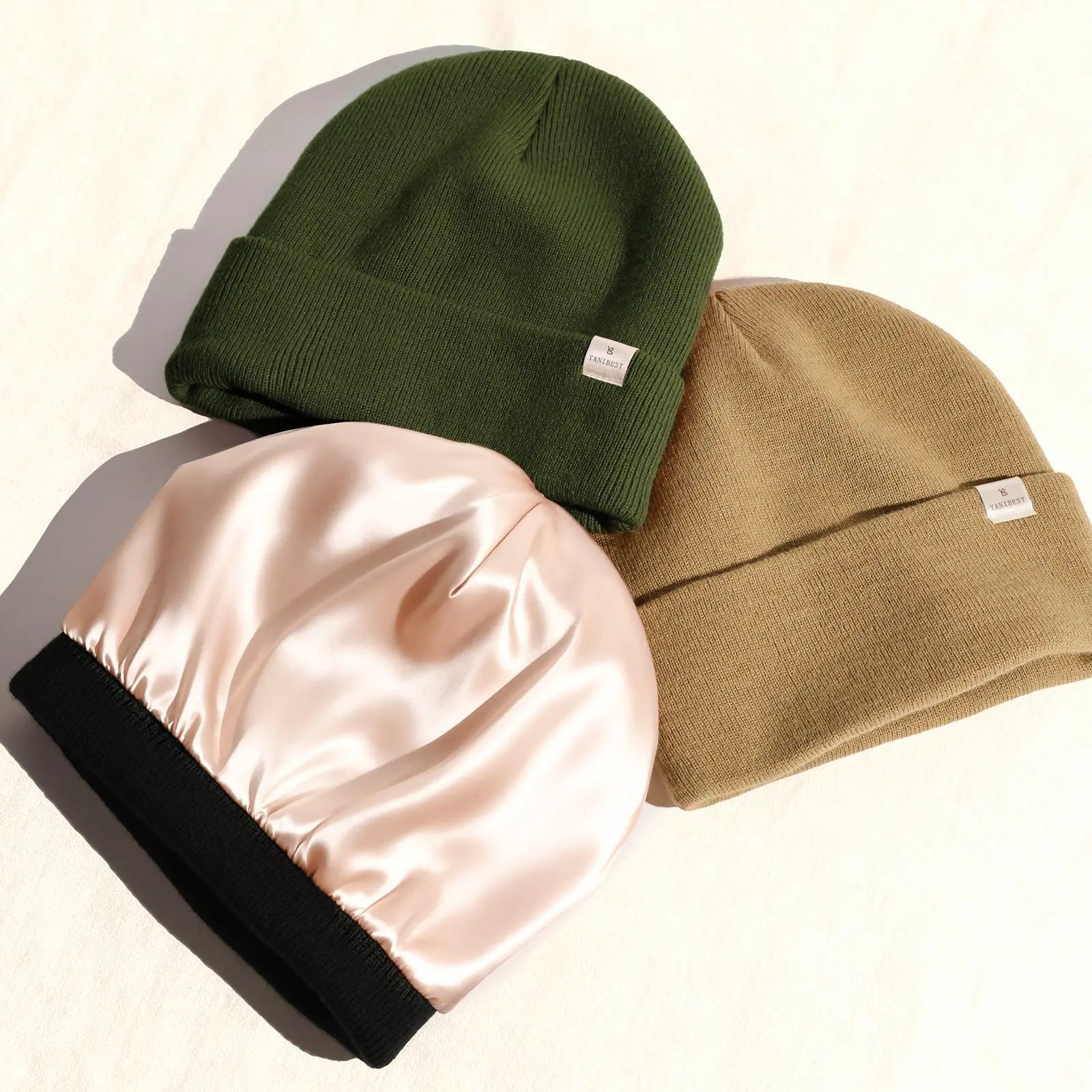 Butter Satin Lined Beanie 3 in 1 YANIBEST