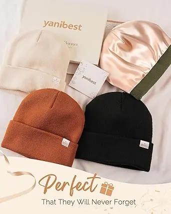 Butter Satin Lined Knit Skull Beanie - Light Grey YANIBEST