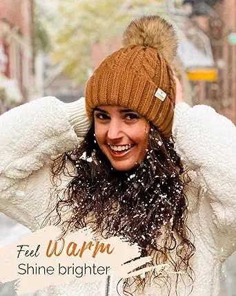 Butter Satin Lined Pom Winter Beanie YANIBEST