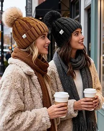 Butter Satin Lined Pom Winter Beanie YANIBEST