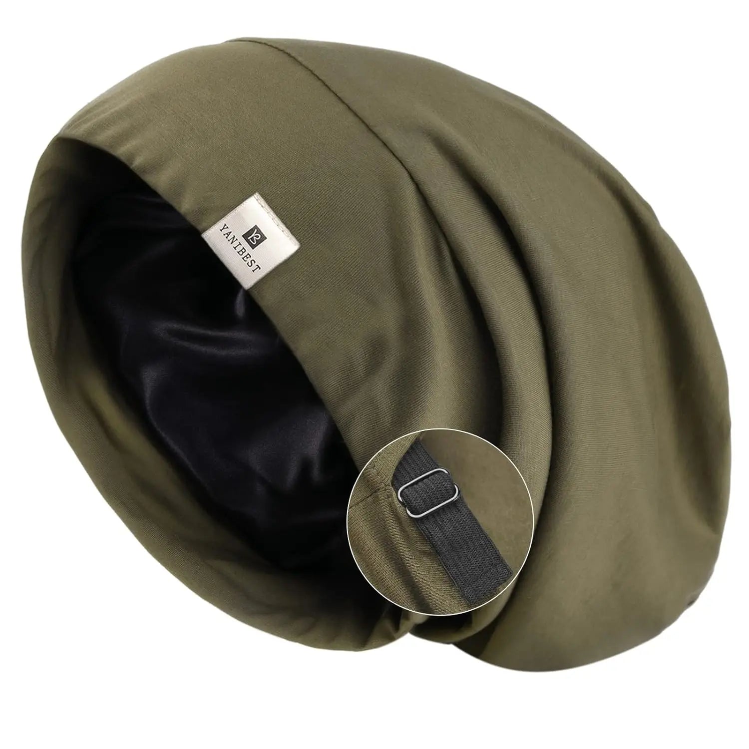 Butter Satin Lined Slouchy Cap - Olive Green YANIBEST 18.99