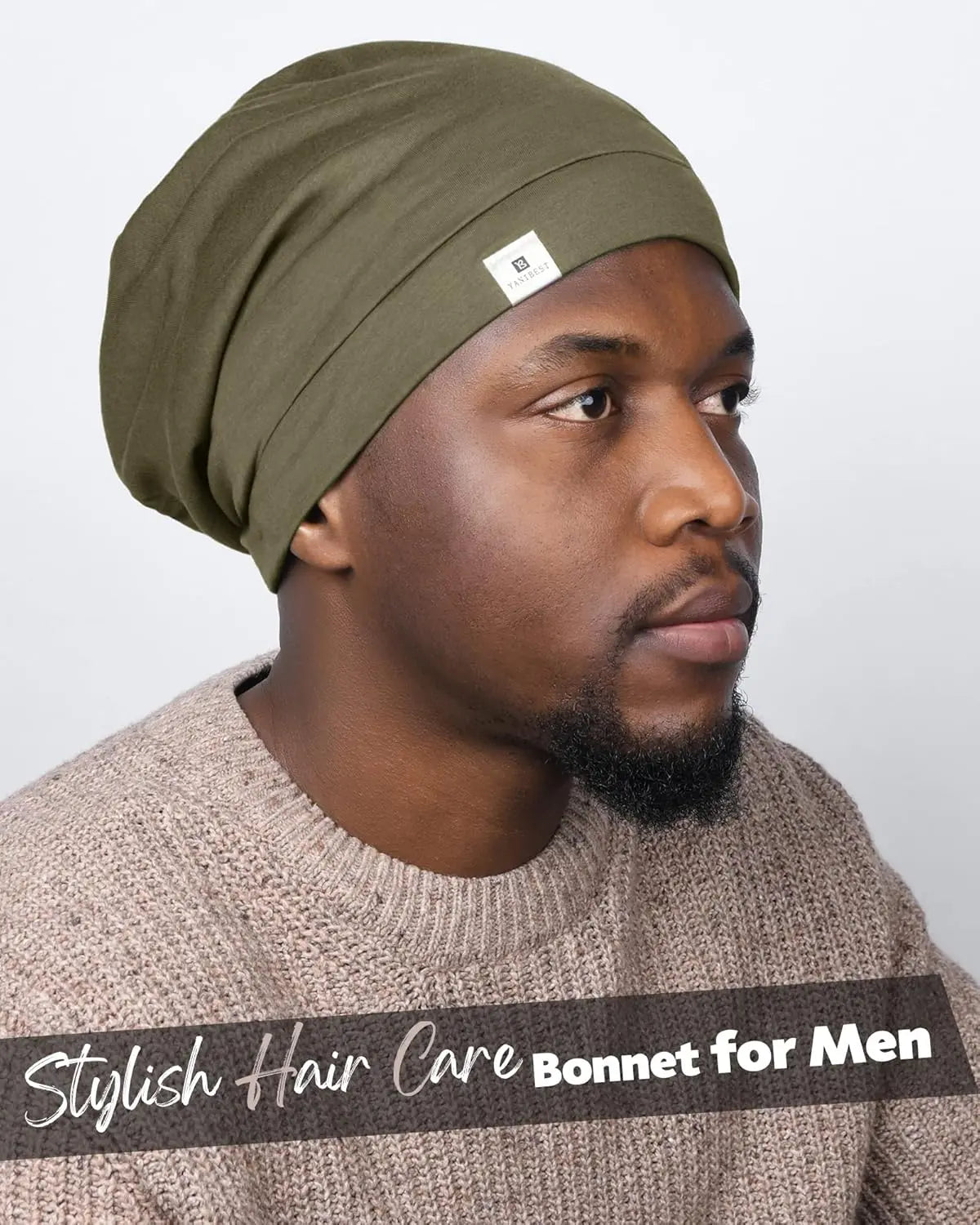 Butter Satin Lined Slouchy Cap - Olive Green YANIBEST