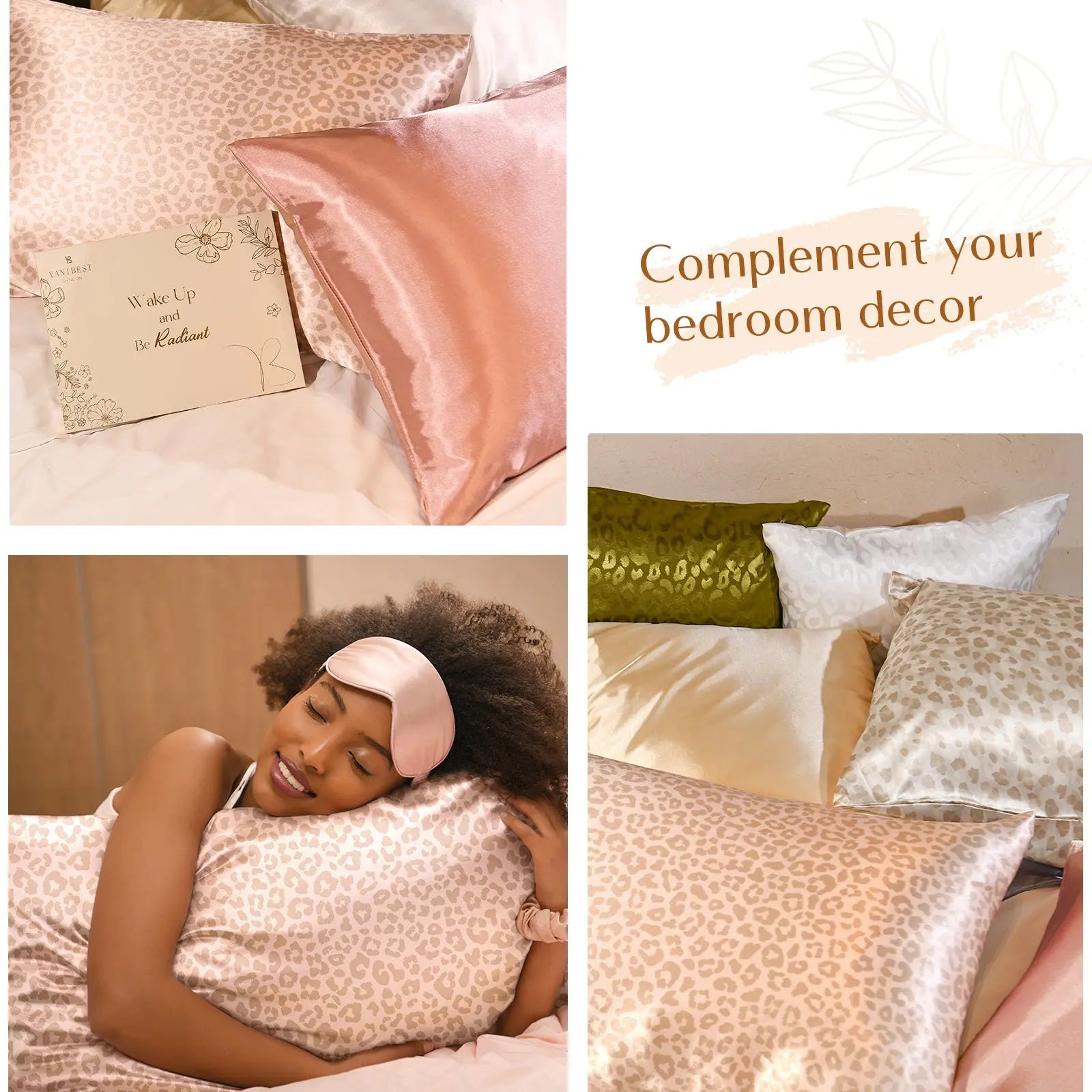 Butter-Satin Pillowcases 2 Pack Set| Pink Leopard - YANIBEST