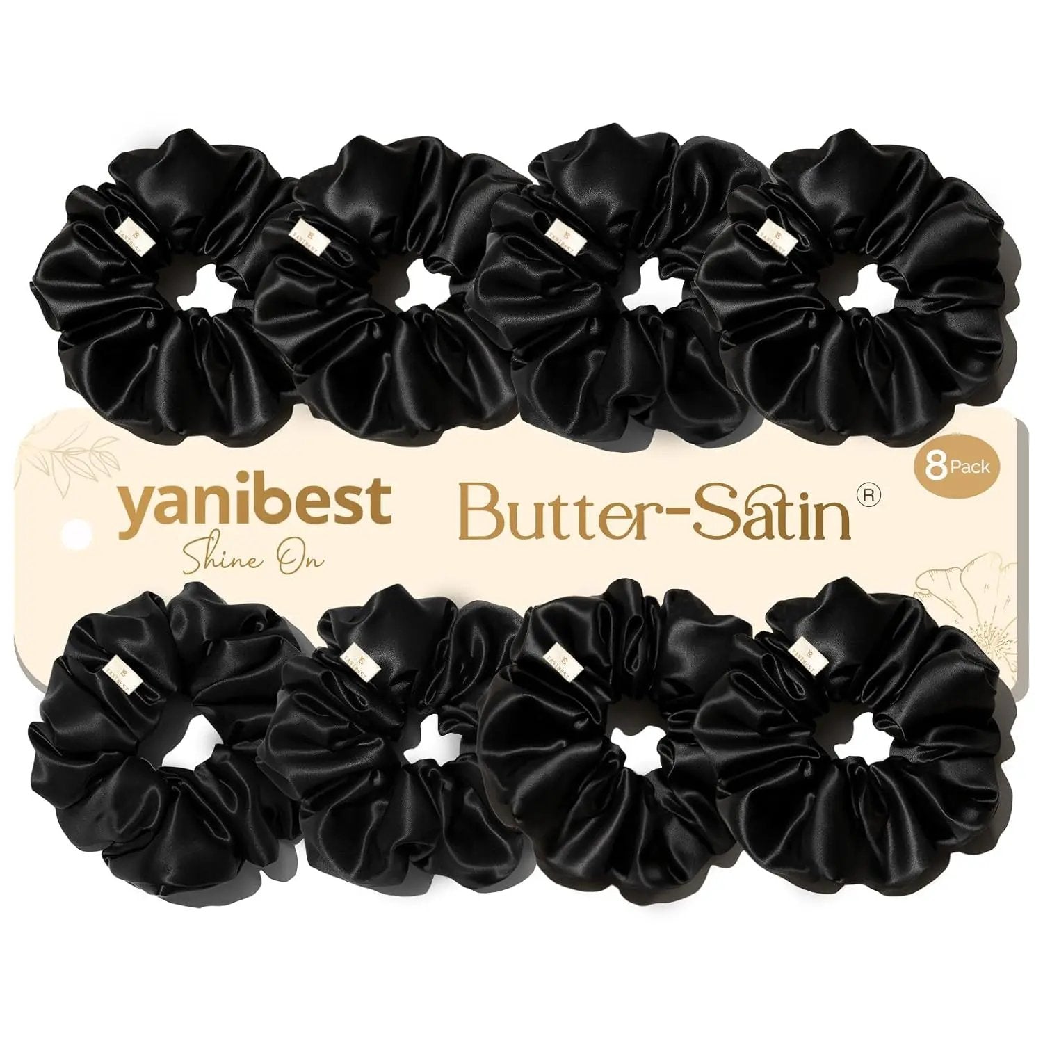 Butter Satin Scrunchie 8 in 1 - Black YANIBEST