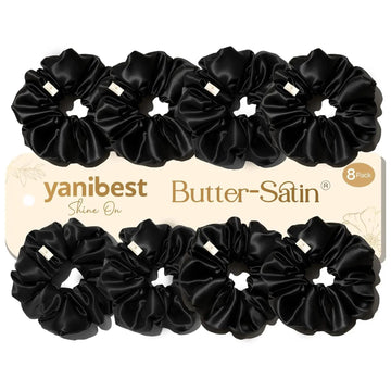Butter Satin Scrunchie 8 in 1 - Black YANIBEST