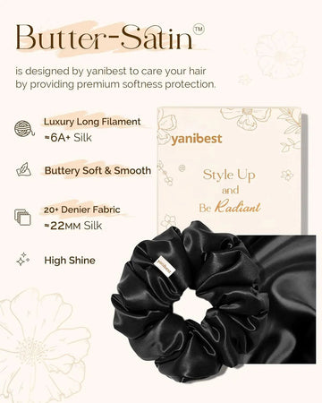 Butter Satin Scrunchie 8 in 1 - Black YANIBEST