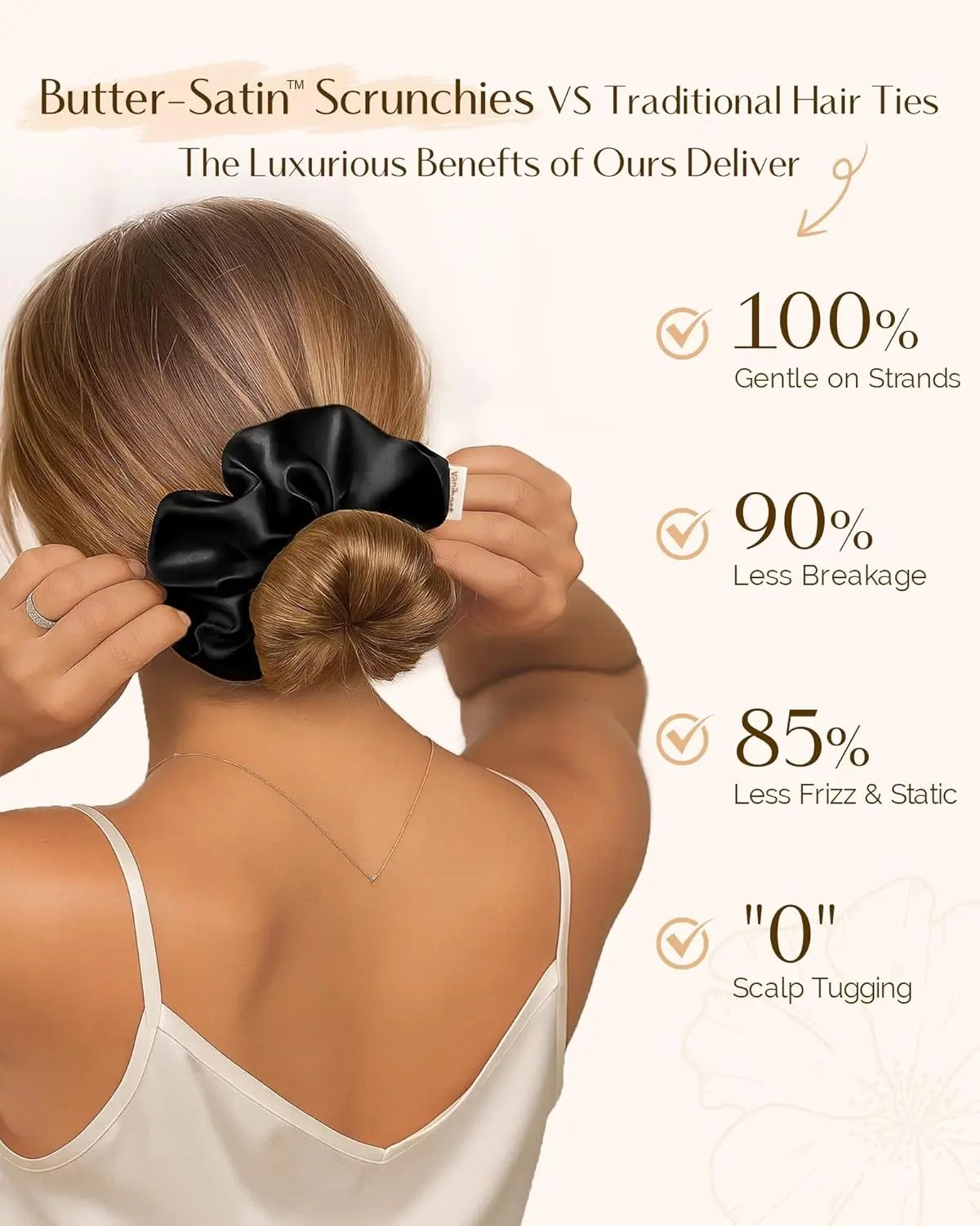 Butter Satin Scrunchie 8 in 1 - Black YANIBEST