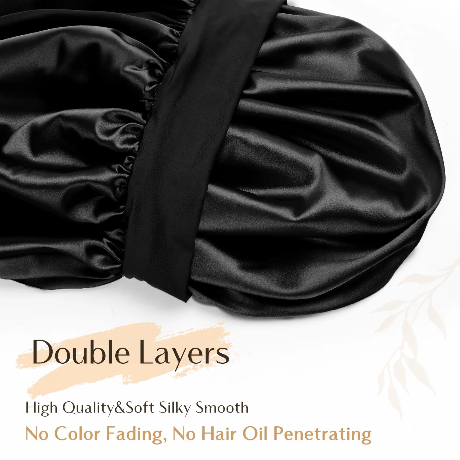 Double Layer Butter Satin Bonnet|  Black - YANIBEST