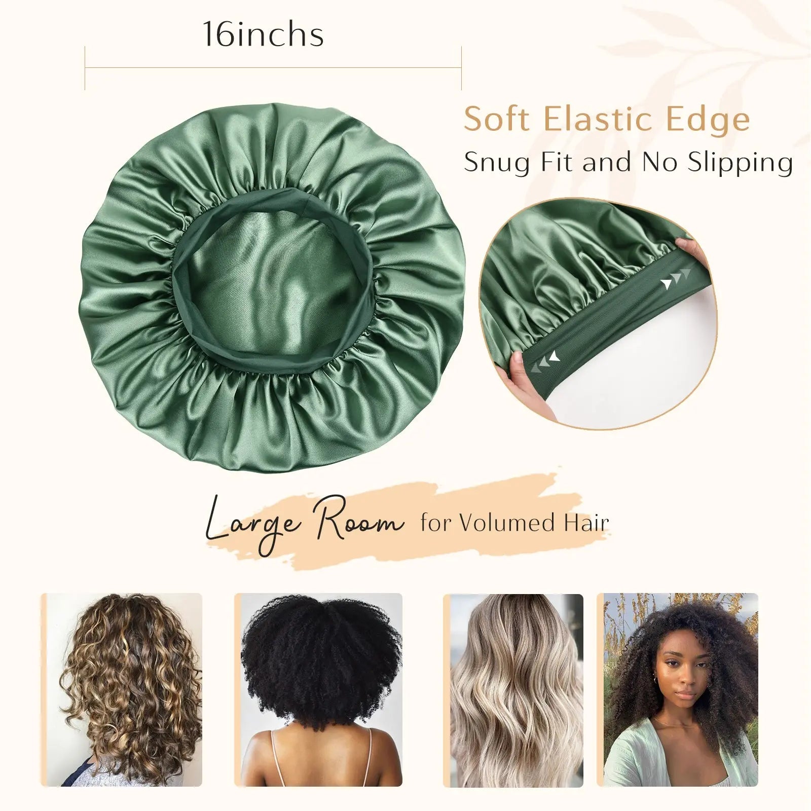 Double Layer Butter Satin Bonnet|  Sage Green - YANIBEST