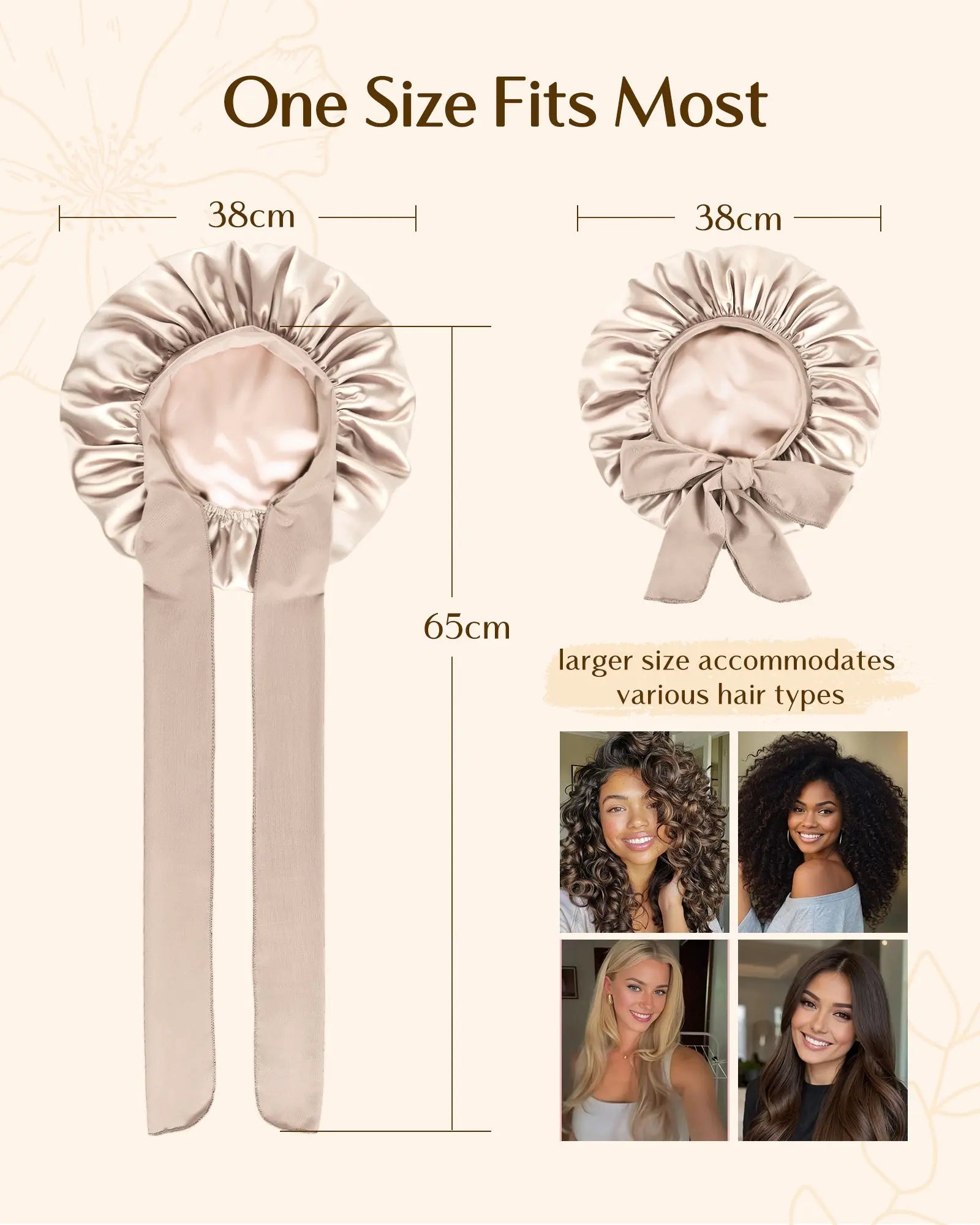 Double Layer Satin Bonnet with Tie Band| Champagne YANIBEST