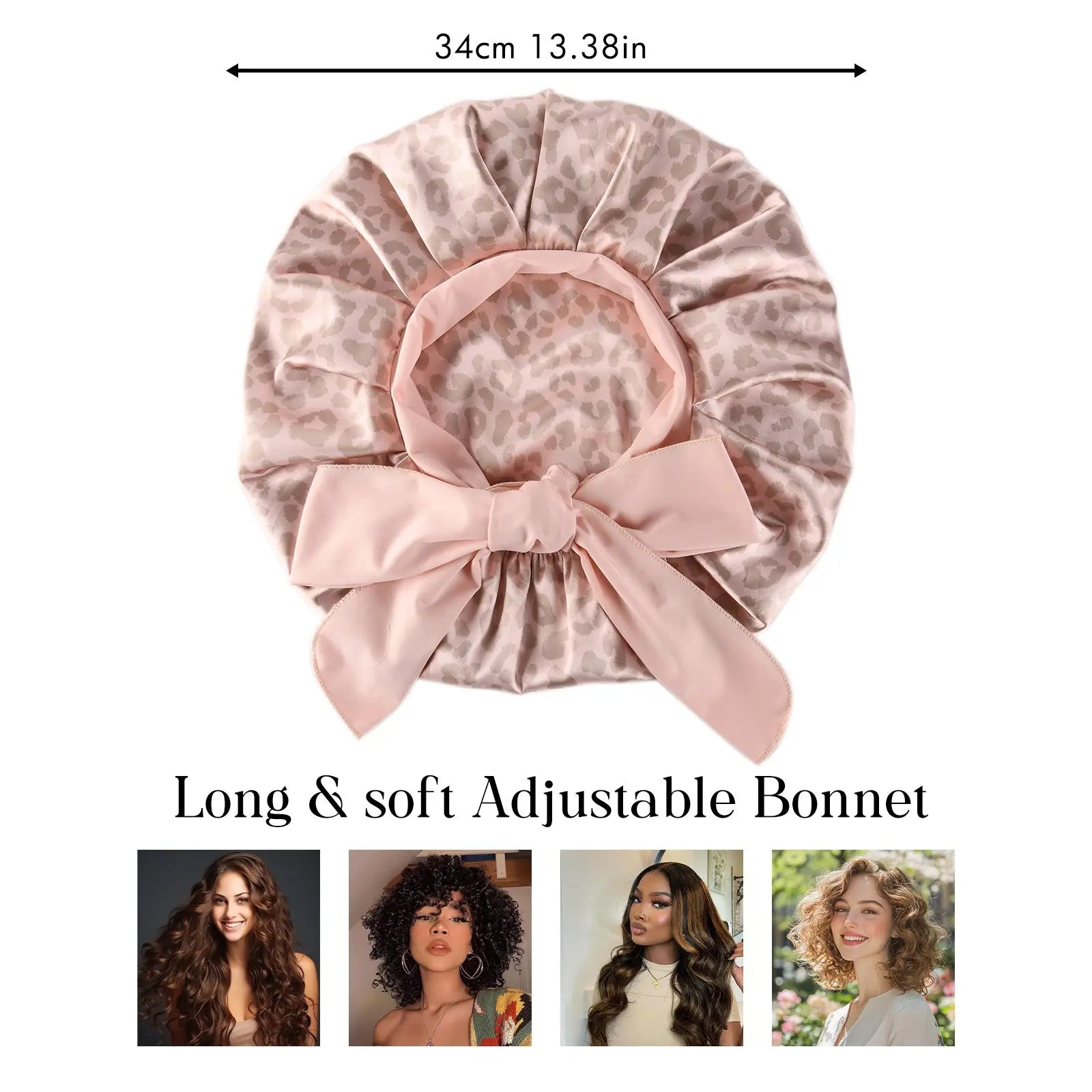 Double Layer Satin Bonnet with Tie Band| Leopard YANIBEST