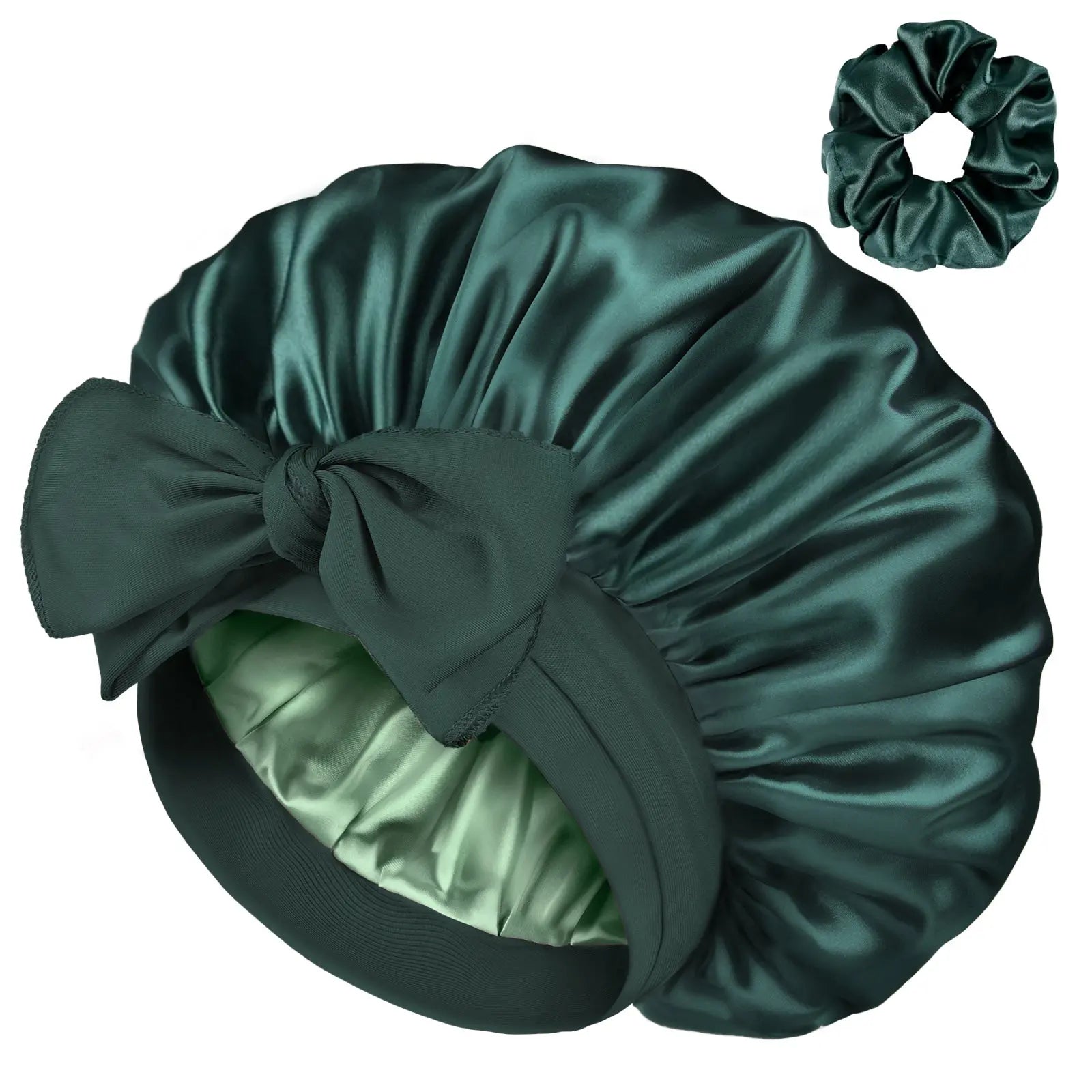 Double Layer Satin Bonnet with Tie Band| Sage YANIBEST