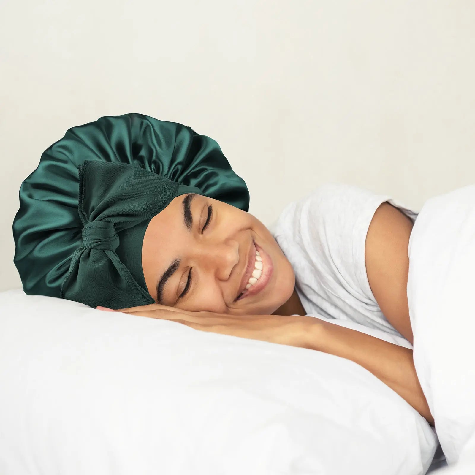 Double Layer Satin Bonnet with Tie Band| Sage YANIBEST