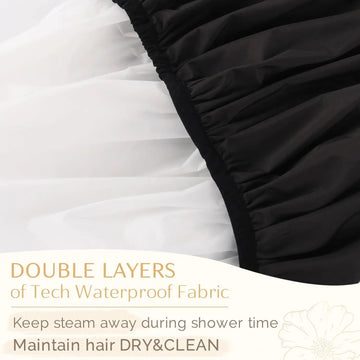 Double Layer Waterproof Shower Cap - Black YANIBEST