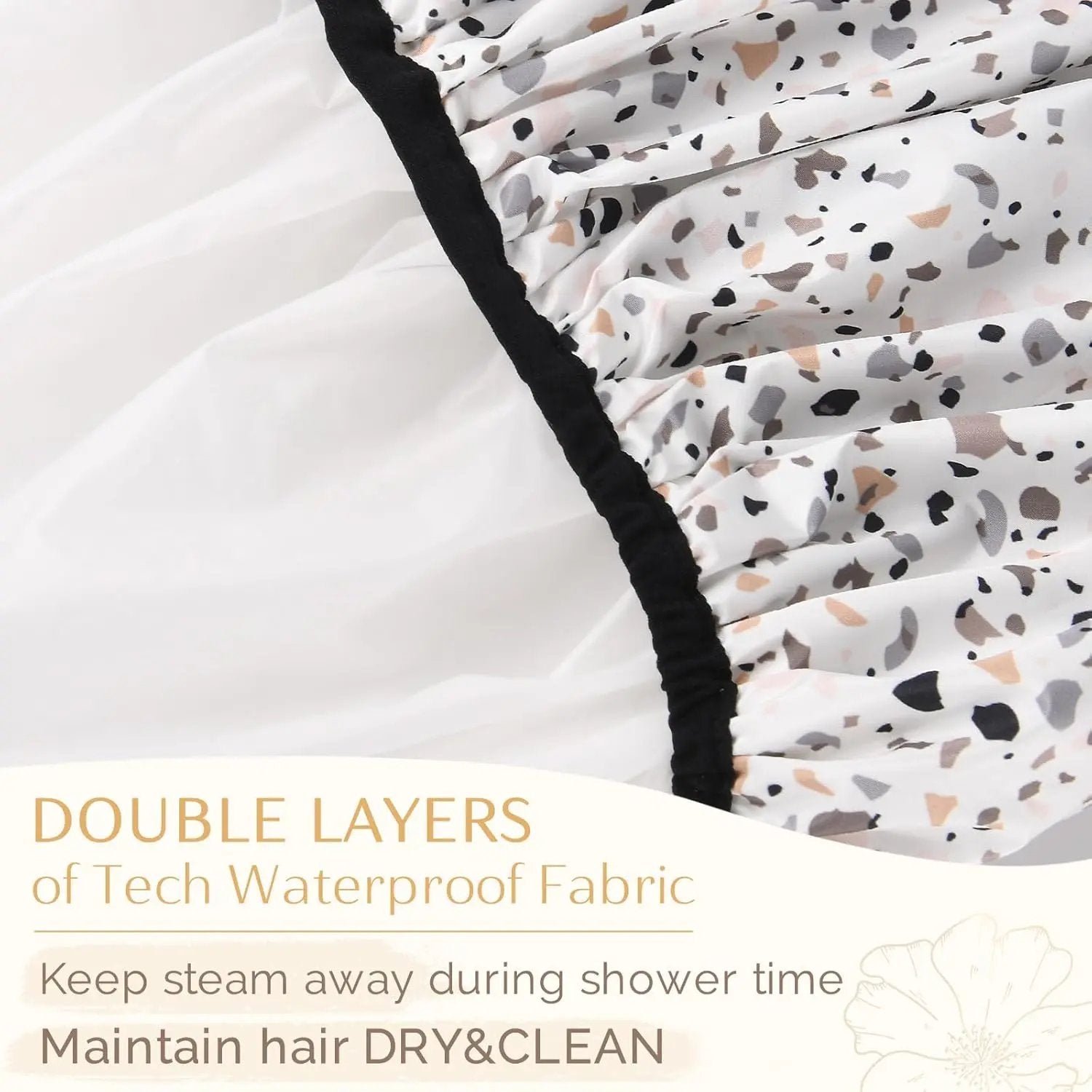 Double Layer Waterproof Shower Cap - Colorful Dots YANIBEST
