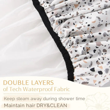 Double Layer Waterproof Shower Cap - Colorful Dots YANIBEST