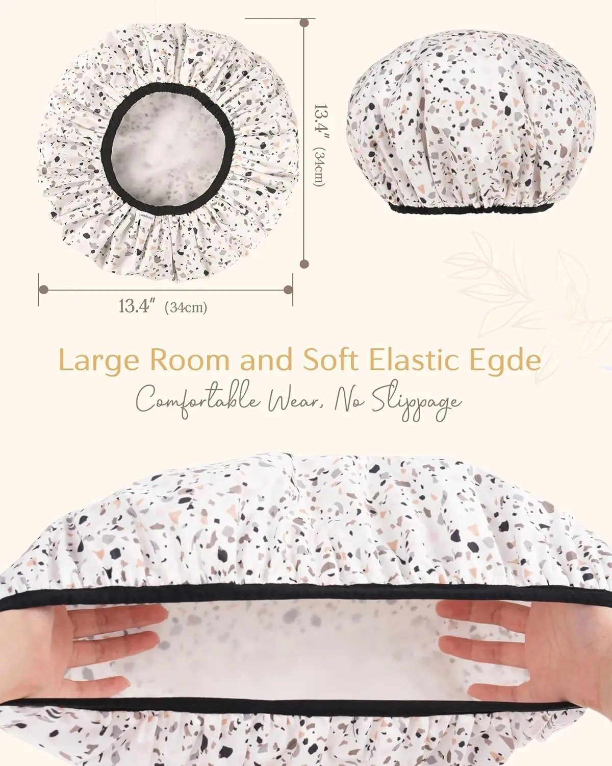 Double Layer Waterproof Shower Cap - Colorful Dots YANIBEST