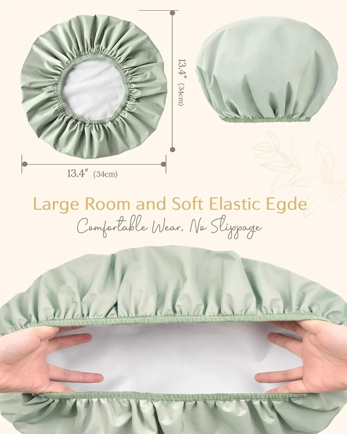 Double Layer Waterproof Shower Cap - Green YANIBEST
