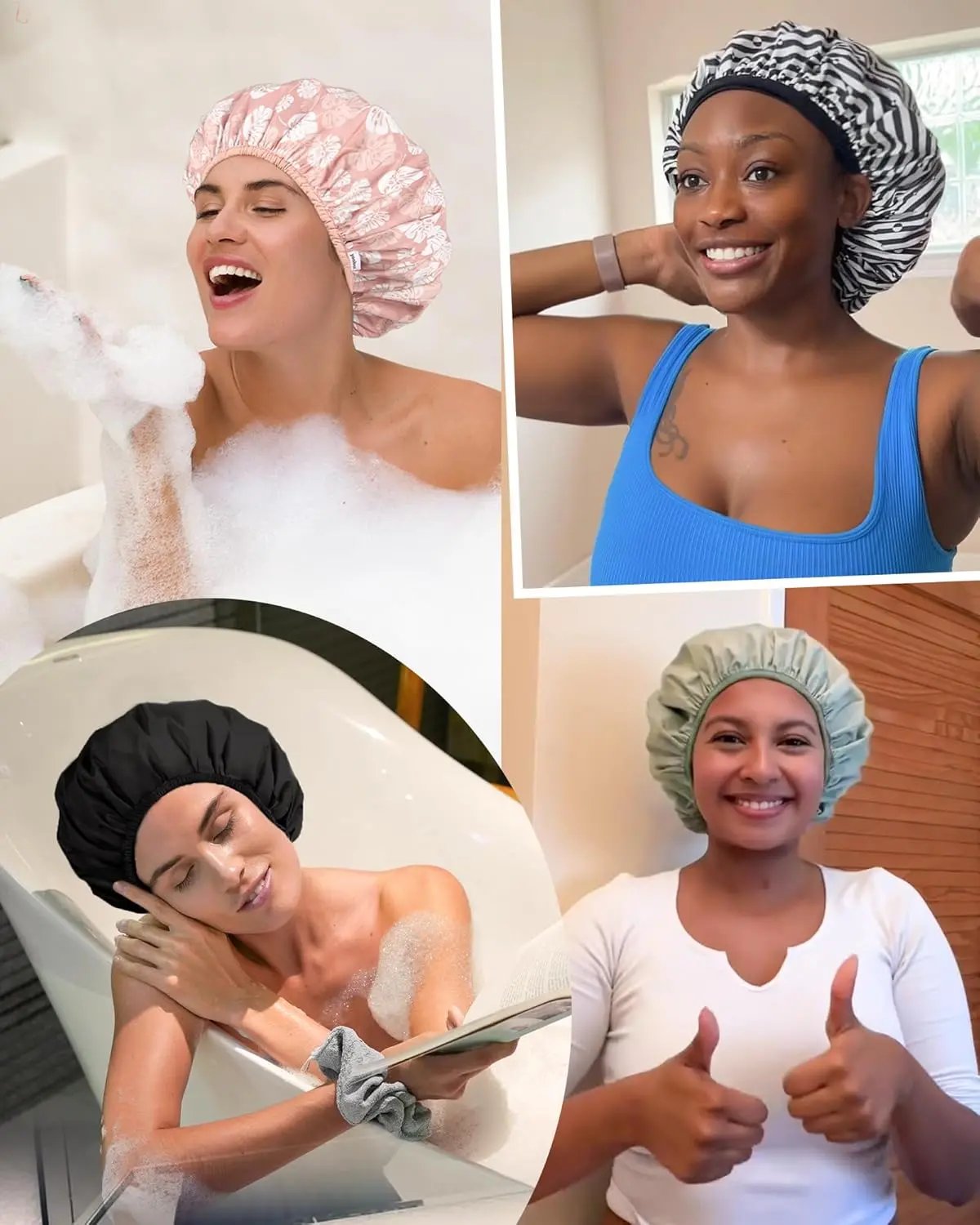 Double Layer Waterproof Shower Cap - Green YANIBEST