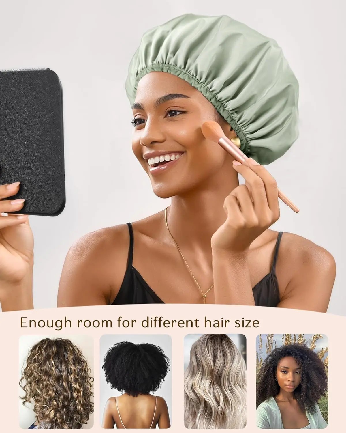 Double Layer Waterproof Shower Cap - Green YANIBEST