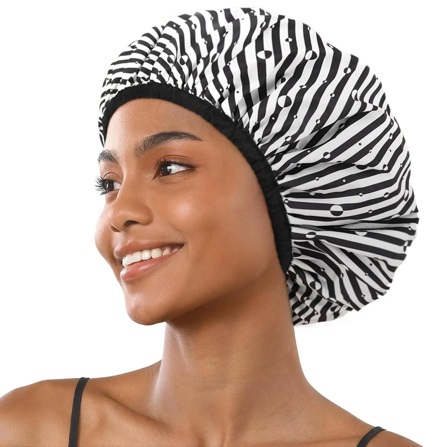 Double Layer Waterproof Shower Cap - Stripes YANIBEST