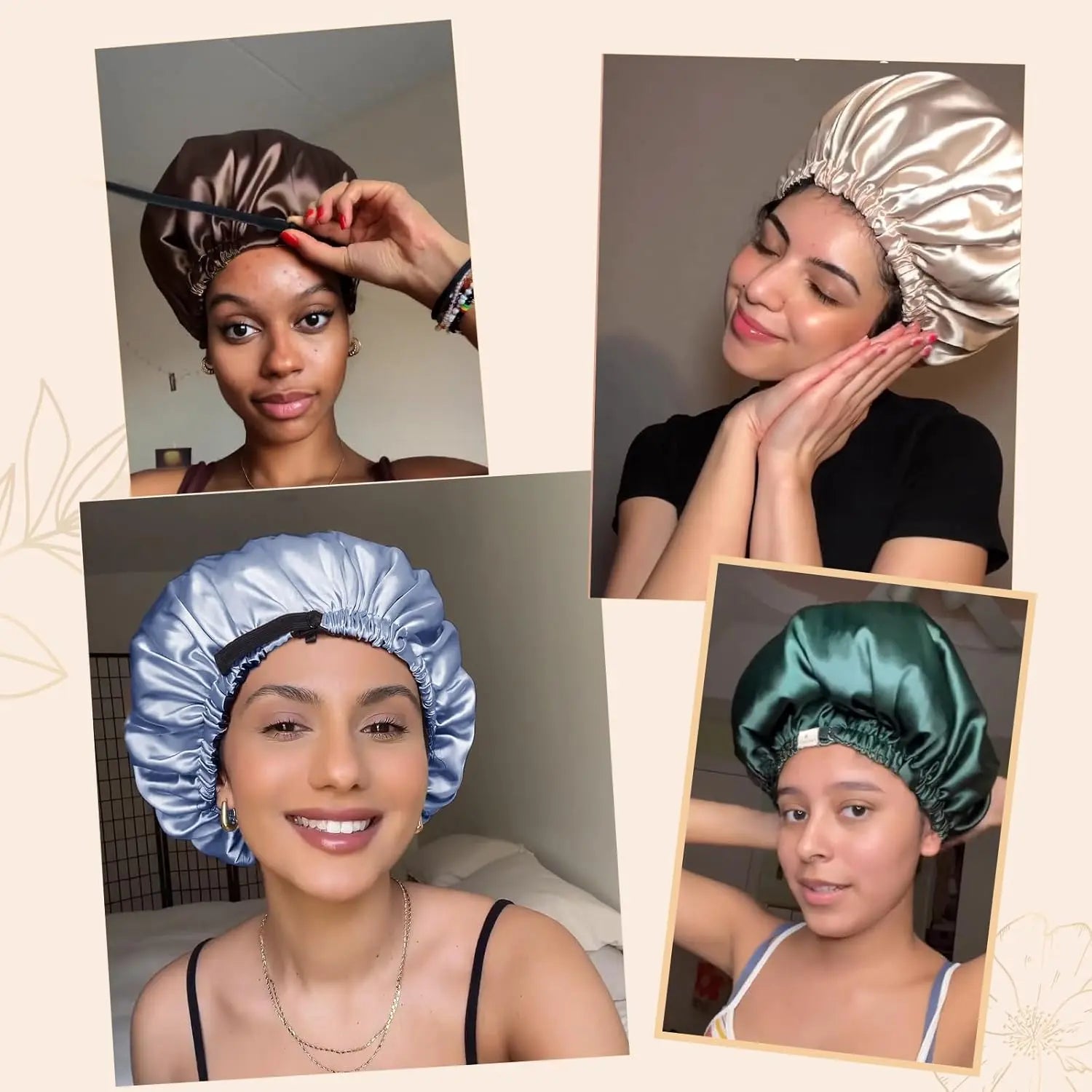 Elastic Double Layer Butter Satin Bonnet YANIBEST