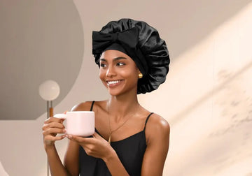 Jaquard Satin Bonnets | Black Heart YANIBEST