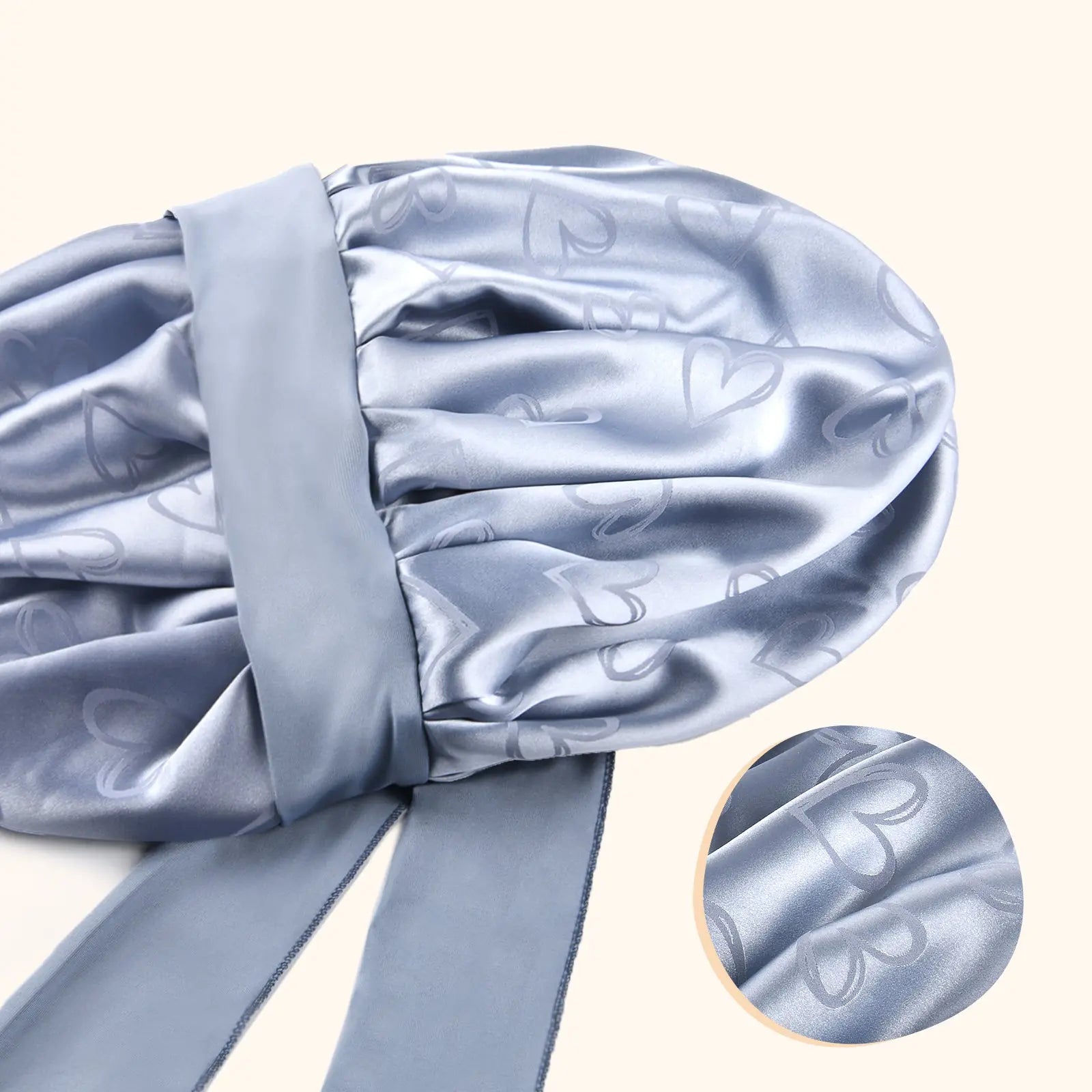 Jaquard Satin Bonnets | Blue Heart YANIBEST