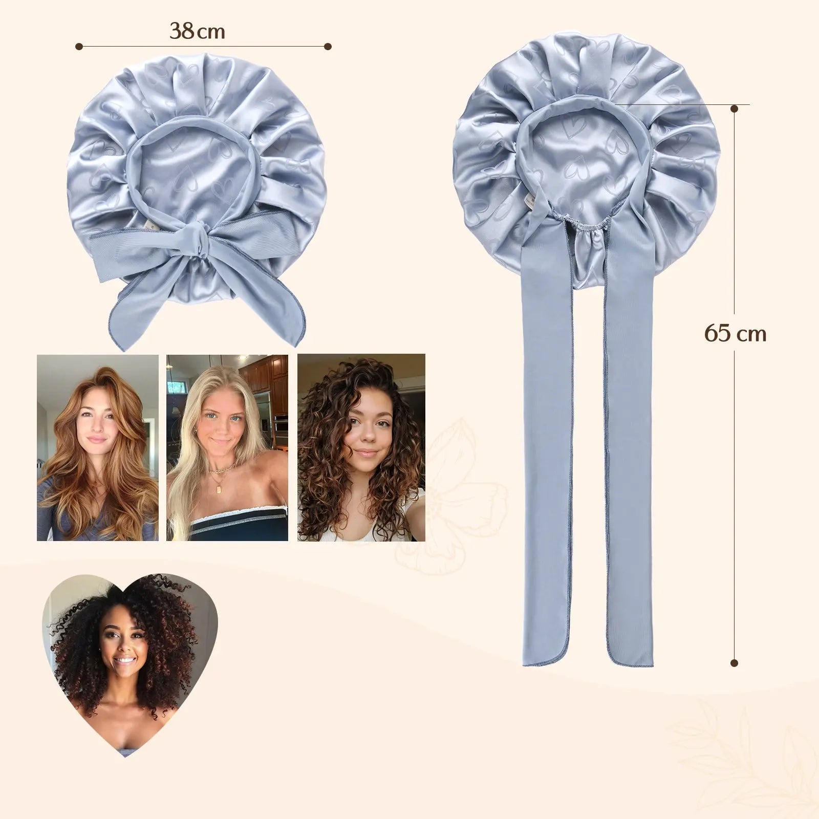 Jaquard Satin Bonnets | Blue Heart YANIBEST