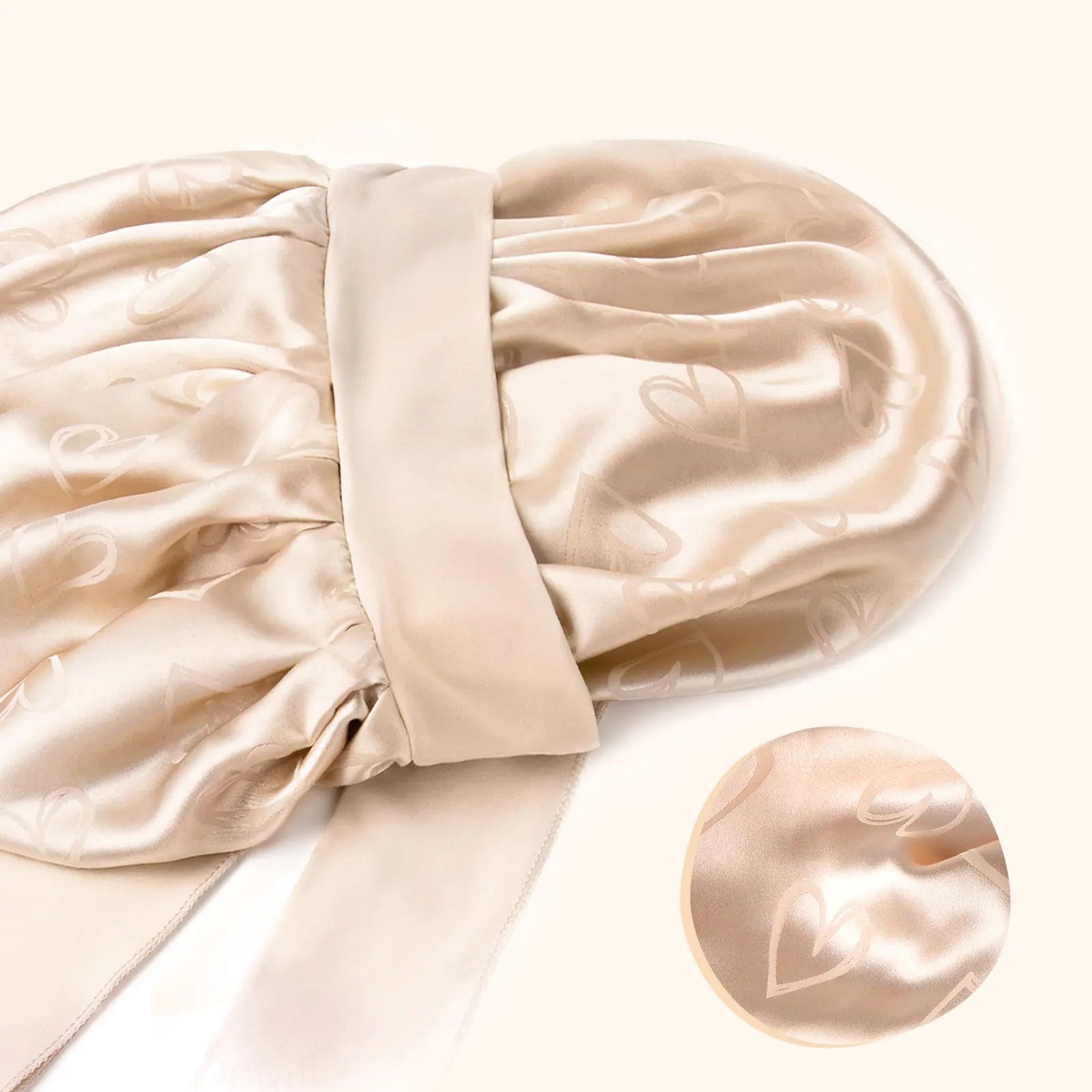 Jaquard Satin Bonnets | Champaign Heart YANIBEST