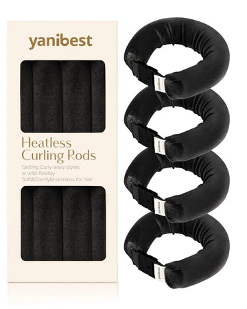 Jumbo Velvet Heatless Flexi Hair Rollers 4 in 1 Set - Black YANIBEST