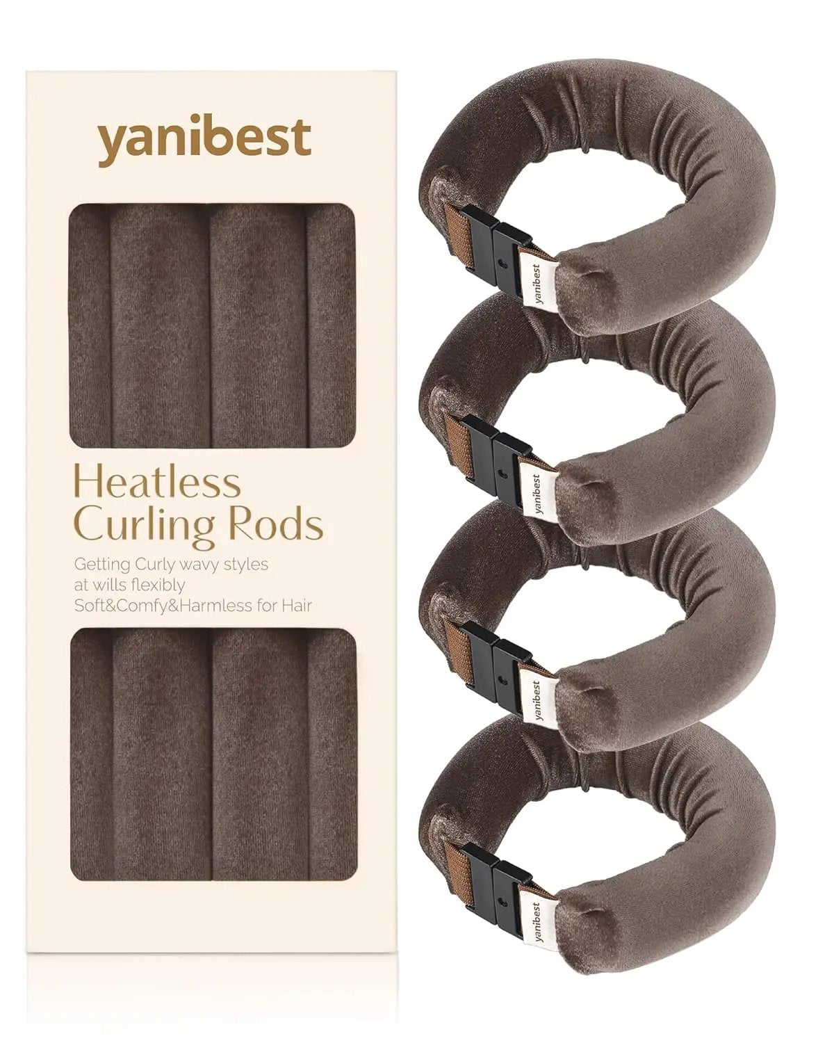Jumbo Velvet Heatless Flexi Hair Rollers 4 in 1 Set - Chocolate YANIBEST