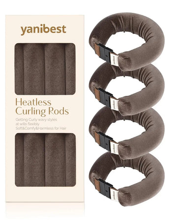 Jumbo Velvet Heatless Flexi Hair Rollers 4 in 1 Set - Chocolate YANIBEST