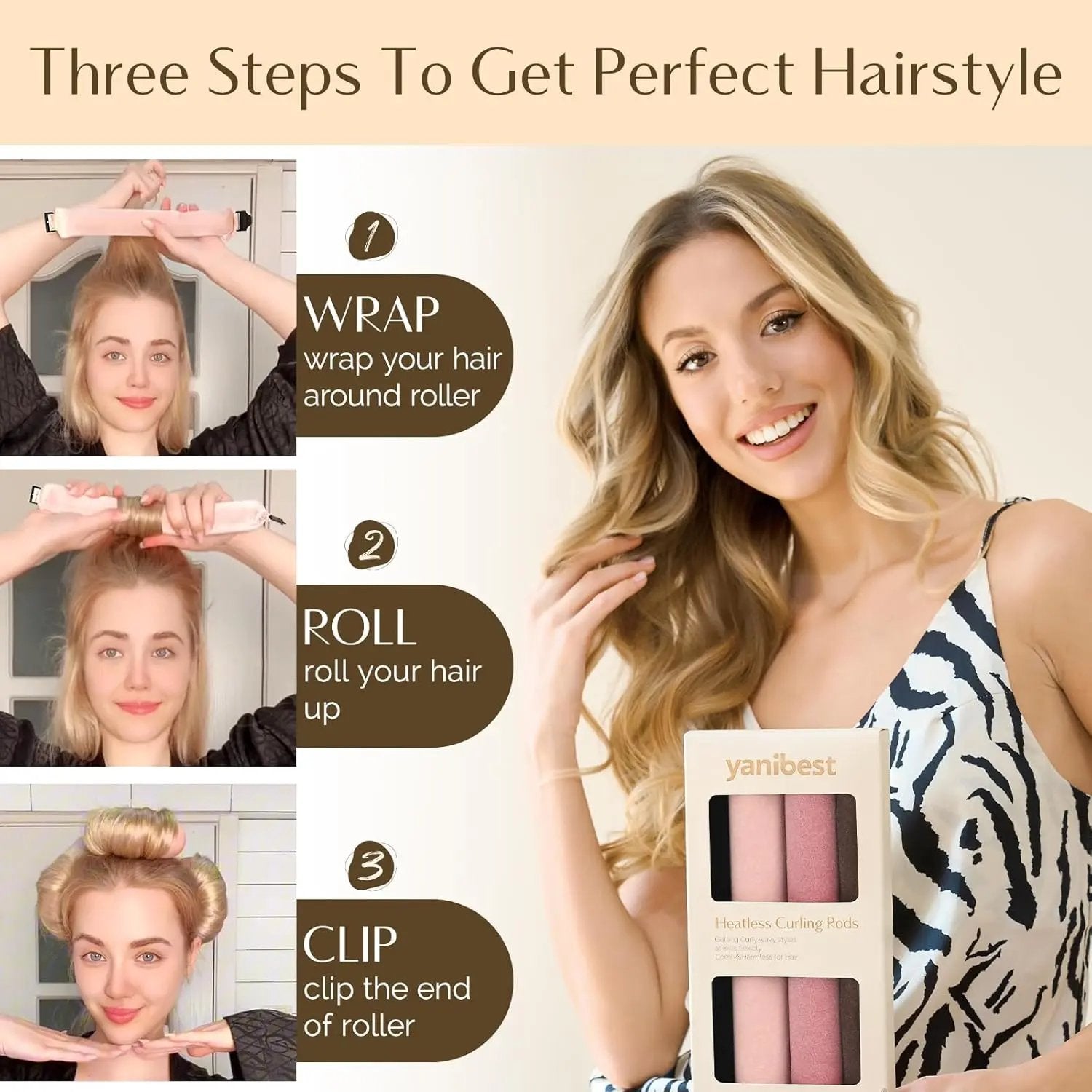 Jumbo Velvet Heatless Flexi Hair Rollers 4 in 1 Set - Colorful YANIBEST