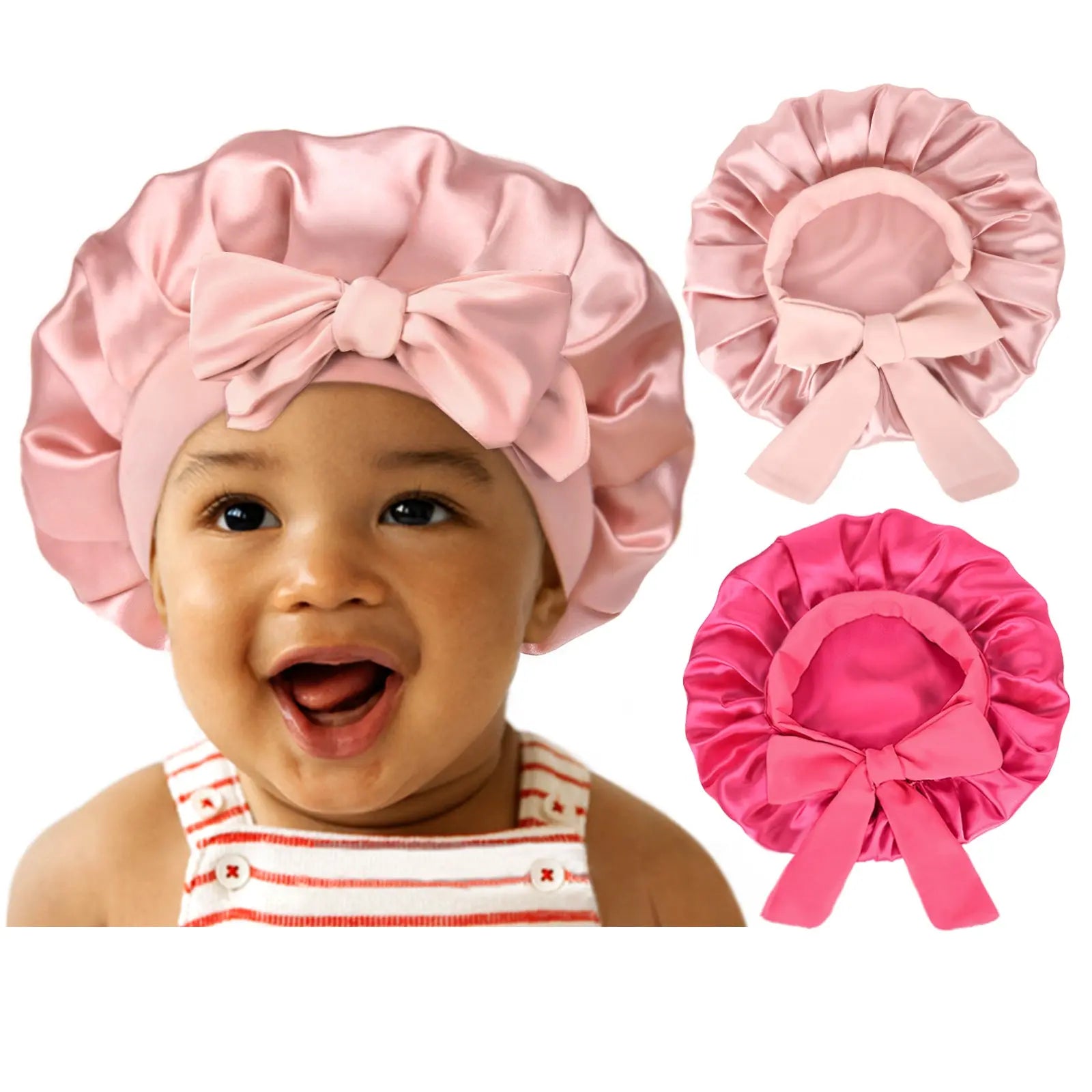Kids Satin Bonnet| Hot Pink Set YANIBEST