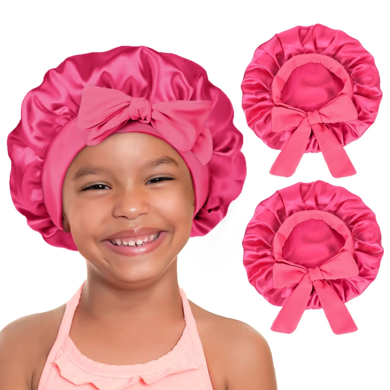 Kids Satin Bonnet| Hot Pink Set YANIBEST