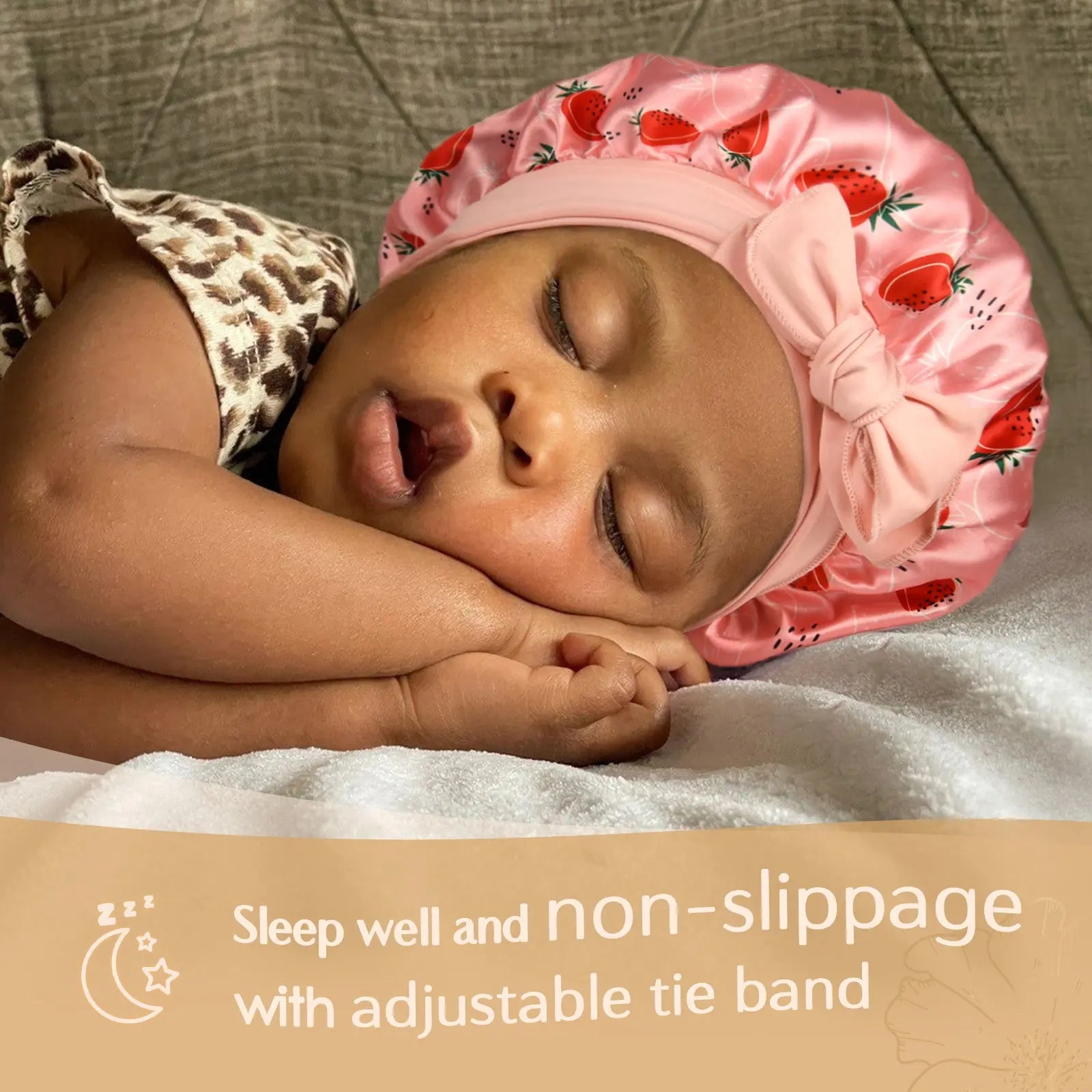 Kids Strawberry Satin Bonnet-Pink/Purple YANIBEST
