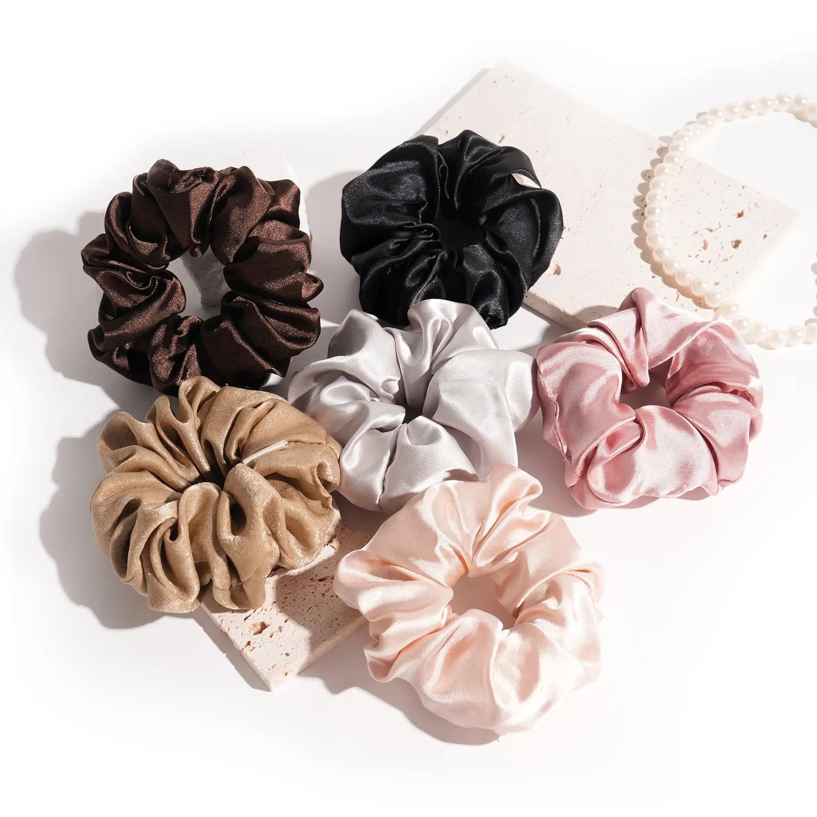 Large  Satin Hair Scrunchies Colorful Set - YANIBEST