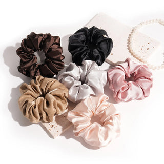 Large Satin Hair Scrunchies Colorful Set - YANIBEST